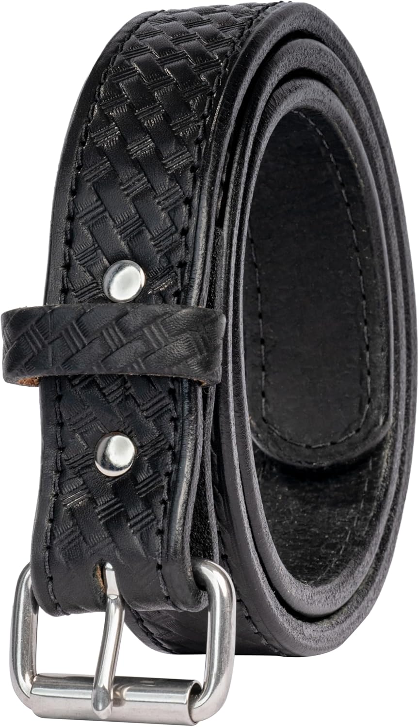 USA Made Full Grain 1.5'' Black Leather Belt, Custom Pattern & Buckle, Sewn & Raw Edge