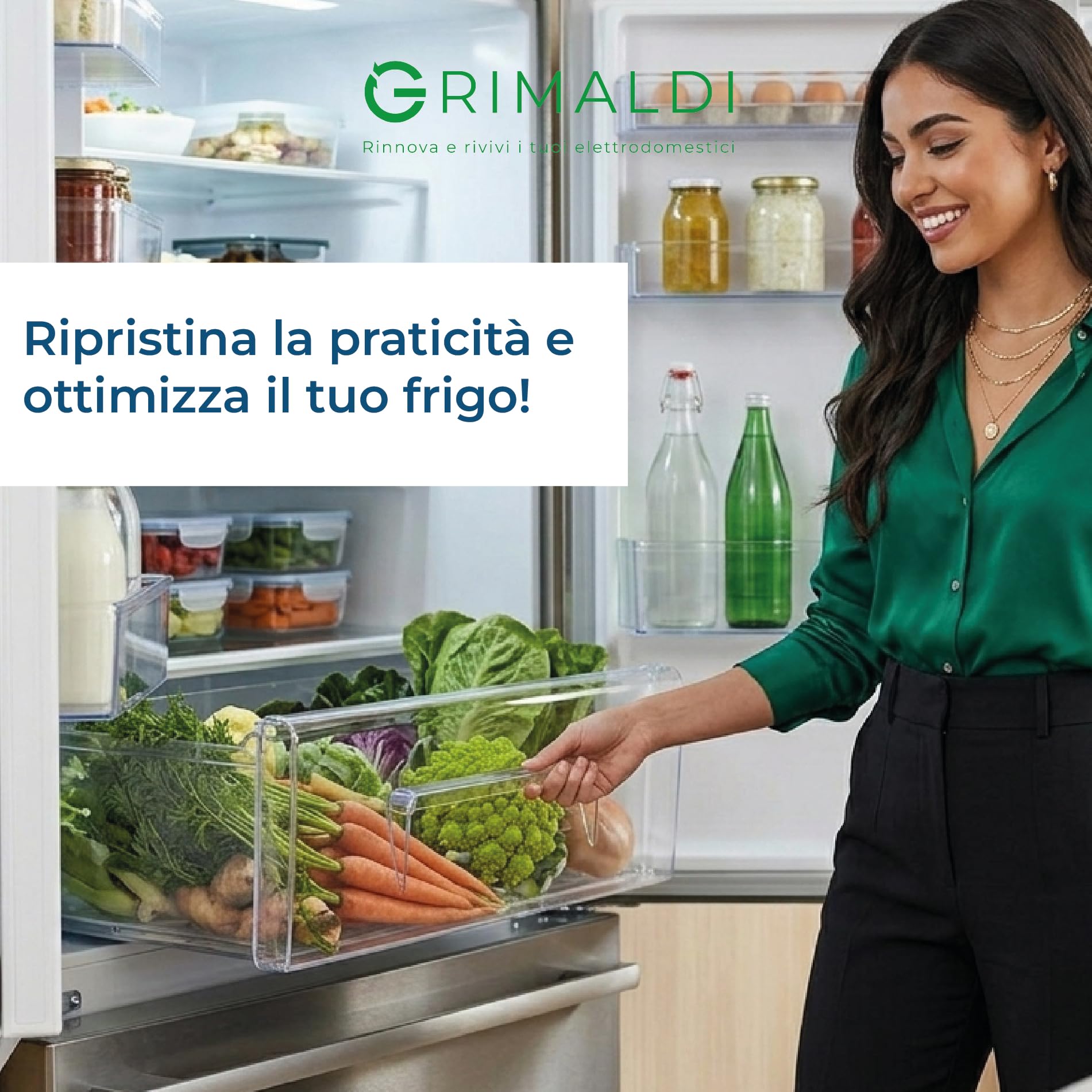 G GRIMALDI Cassetto Verdura Frigorifero Compatibile con Electrolux Rex Zanussi AEG 2247083021 224708305 — Cassetto Portaverdure 460x200x192 mm Trasparente Ricambio Frigo