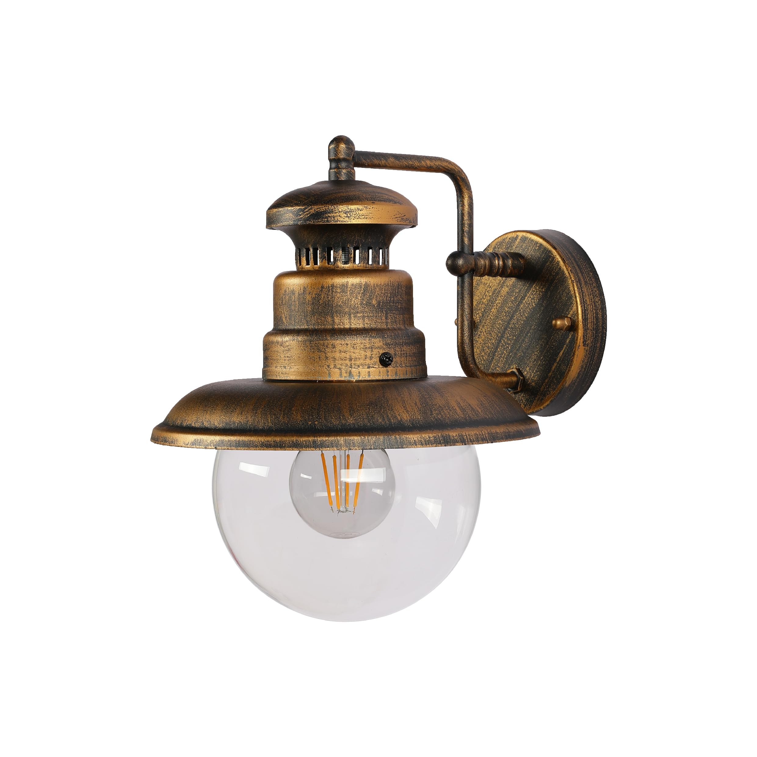 Tekled Black Gold Antique Gardens Artu Outdoor Lantern Wall Light | E27 Compatible Wall Light | Weatherproof Assurance Ip44 | For Entryways Facades Porches Garages Patios | (Bulb Not Included)