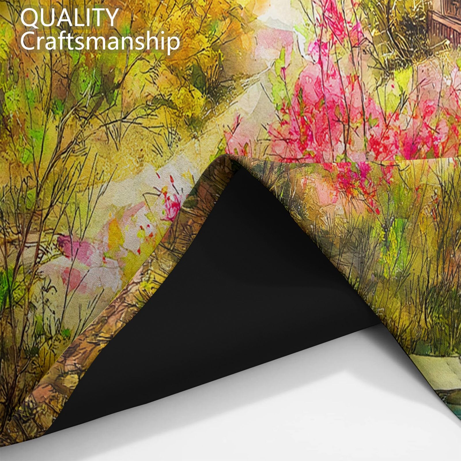 Rideau Occultant Imprimé Peinture à L'huile, Rideaux à Œillets Nuage Rural Oriental Décoration Moderne pour Enfant Ado Adultes - Rideaux (Lot de 2) 91.5L X 214H cm pour Chambre à Coucher et Salon