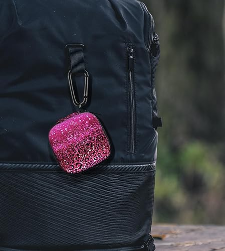 Vista 15 de WIRESTER Funda portátil inalámbrica para auriculares, bolsa de almacenamiento de auriculares, soporte para auriculares con mosquetón negro Brillo