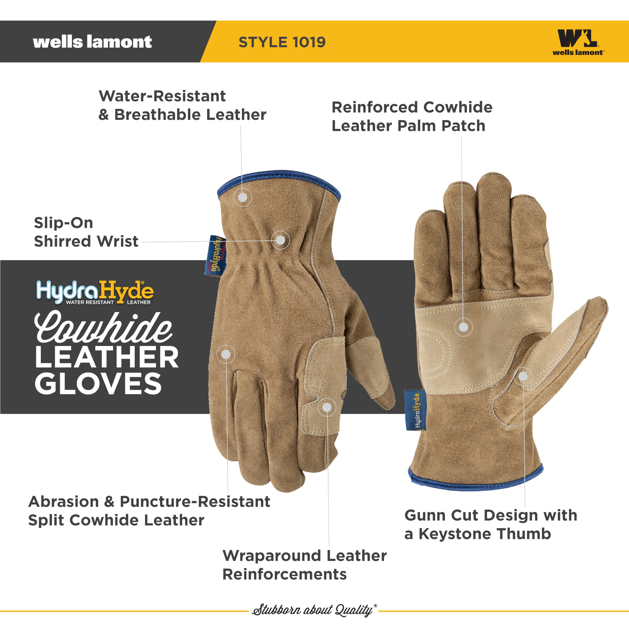 Wells Lamont daim en cuir de vache Hydrahyde escrime Gants de travail, 1019M