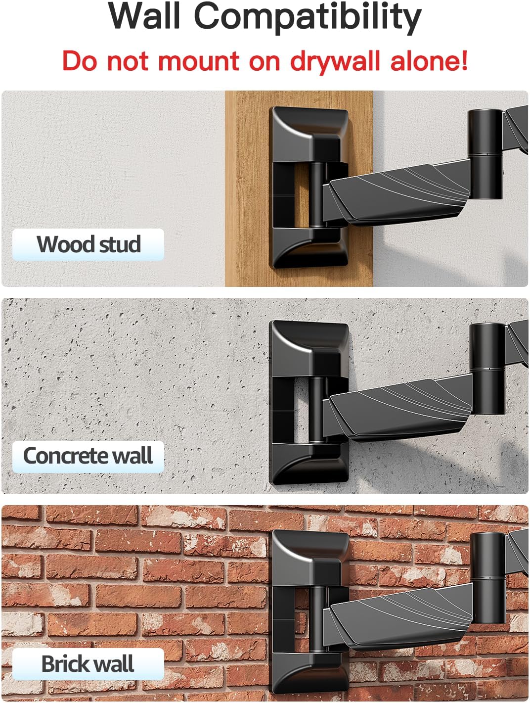 Long Arm Monitor Wall Mount for Max 32 inch Computer Screen, Extra Long Adjustable Single Wall Mount Monitor Arm, Full Motion Vesa Wall Bracket 100x100, Hold up to 17.6lbs, Black