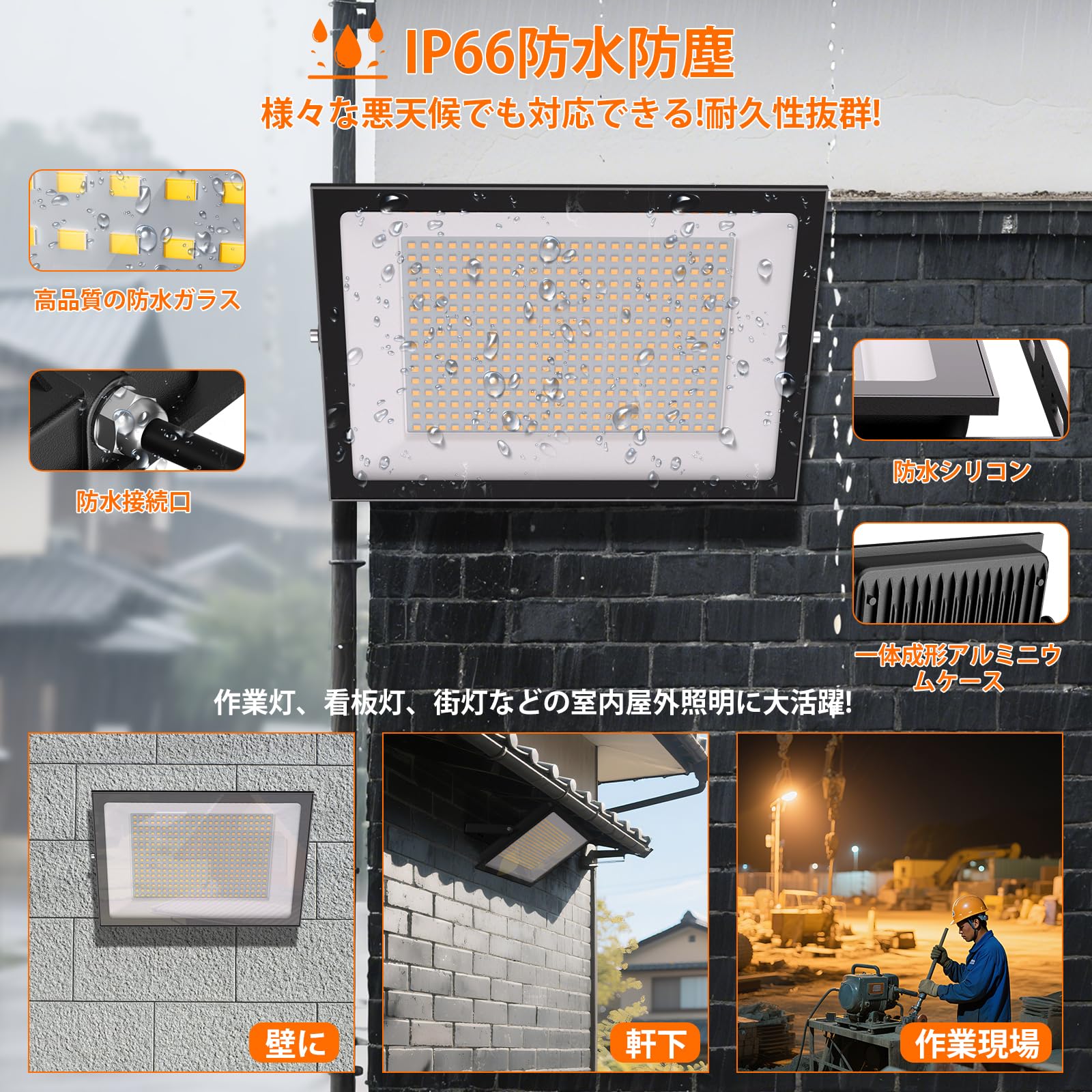 Amazon.co.jp: MEIKEE【200W 超薄型 電球色 2個セット】LED投光器 看板