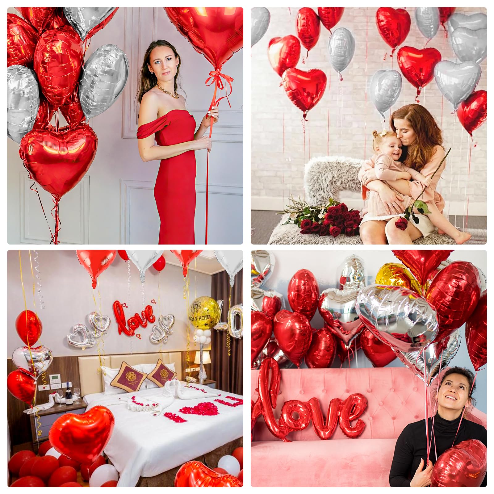 10 Herz Folienballons Rot 45cm Helium Ballons Liebe Valentinstag Deko