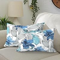 Vista 58 de Paquete de 2 almohadas lumbares impermeables para exteriores con rellenos, 12 x 20 pulgadas, almohada decorativa rectangular para patio, hogar