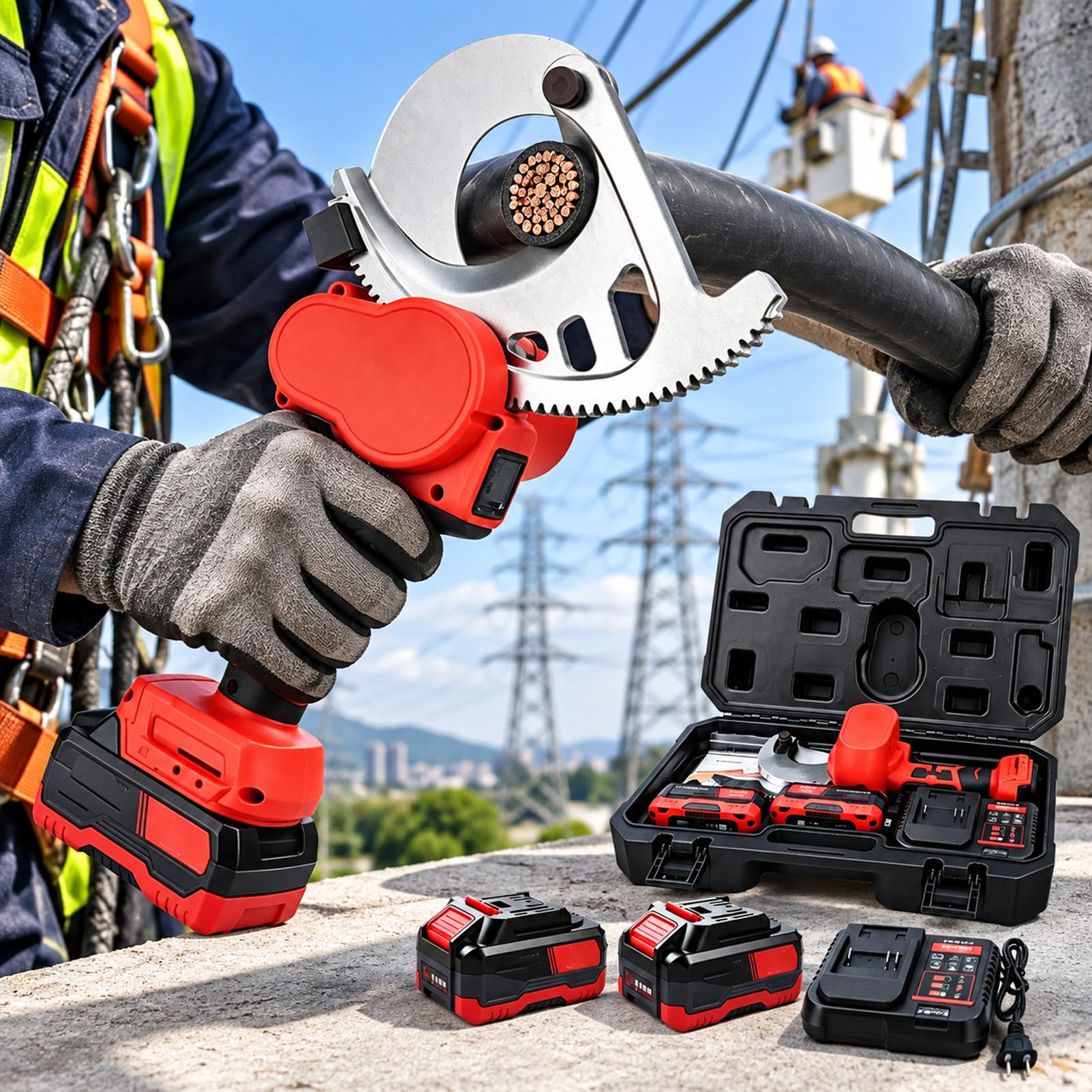 Cortador De Cables HidráUlico EléCtrico,Herramienta De Trinquete EC95M