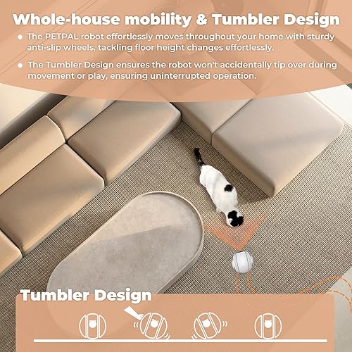 Miniatura 4 de Cámara para gatos, cámara para gatos para interiores con aplicación de teléfono, audio bidireccional que se mueve libremente con WiFi, cámara