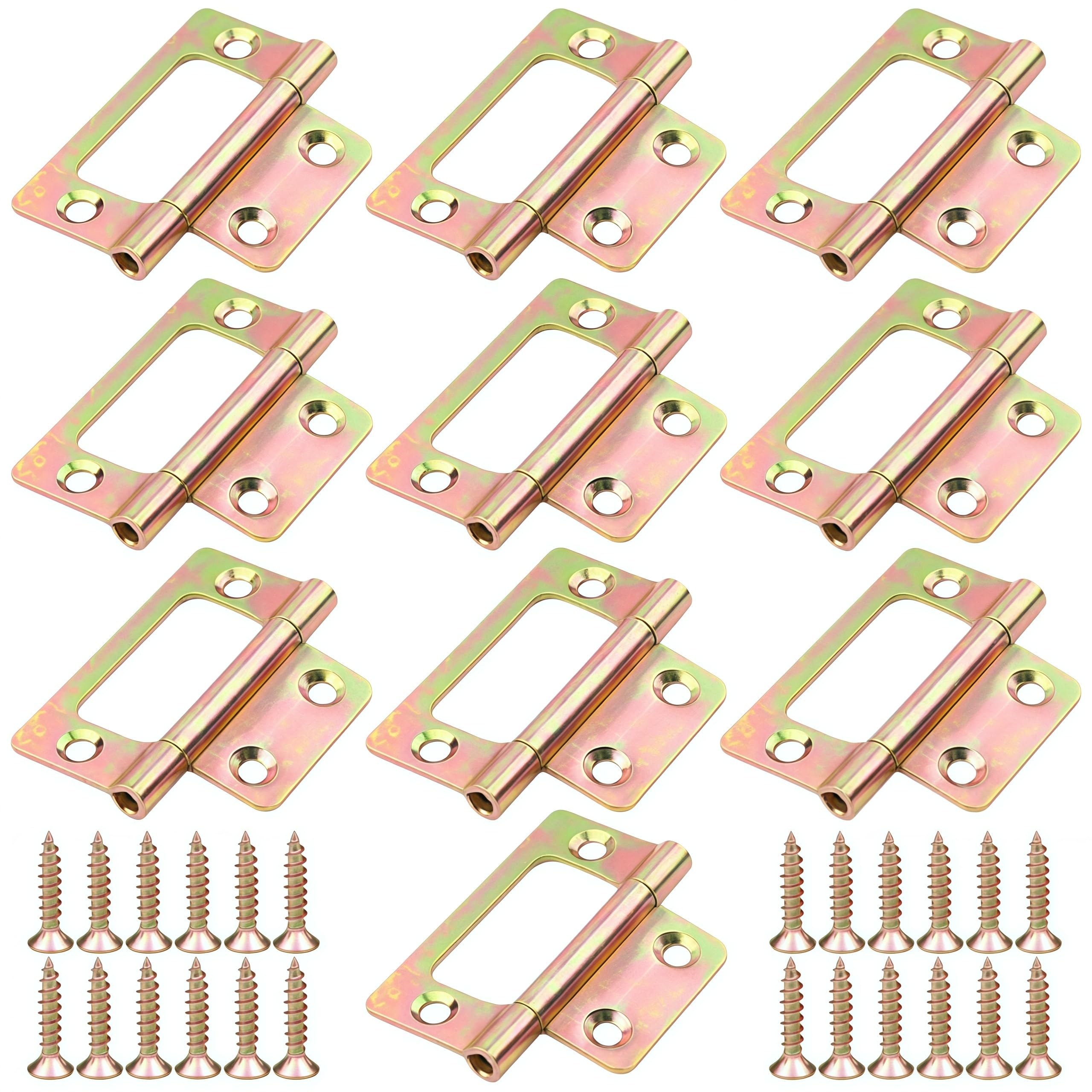 Vbnexyr Color Zinc Hinges 10 Pack Of 2 Inch Iron Hinges No Slotting Required Suitable For Picture Frames And Wooden Boxes
