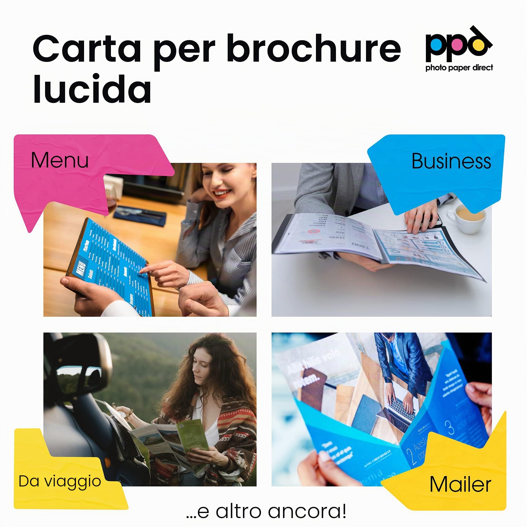 PPD A4 50 Fogli 140g Carta Fotografica Lucida Fronte-Retro per Stampanti Inkjet