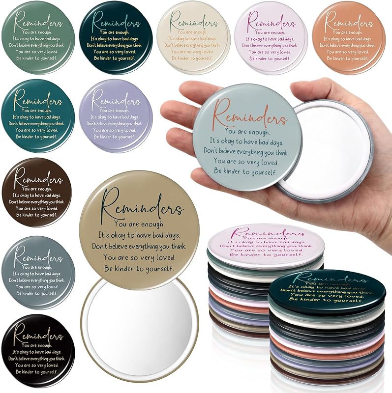 DoubleFill Espelho compacto redondo vintage com moldura decorativa, Pacote com 24