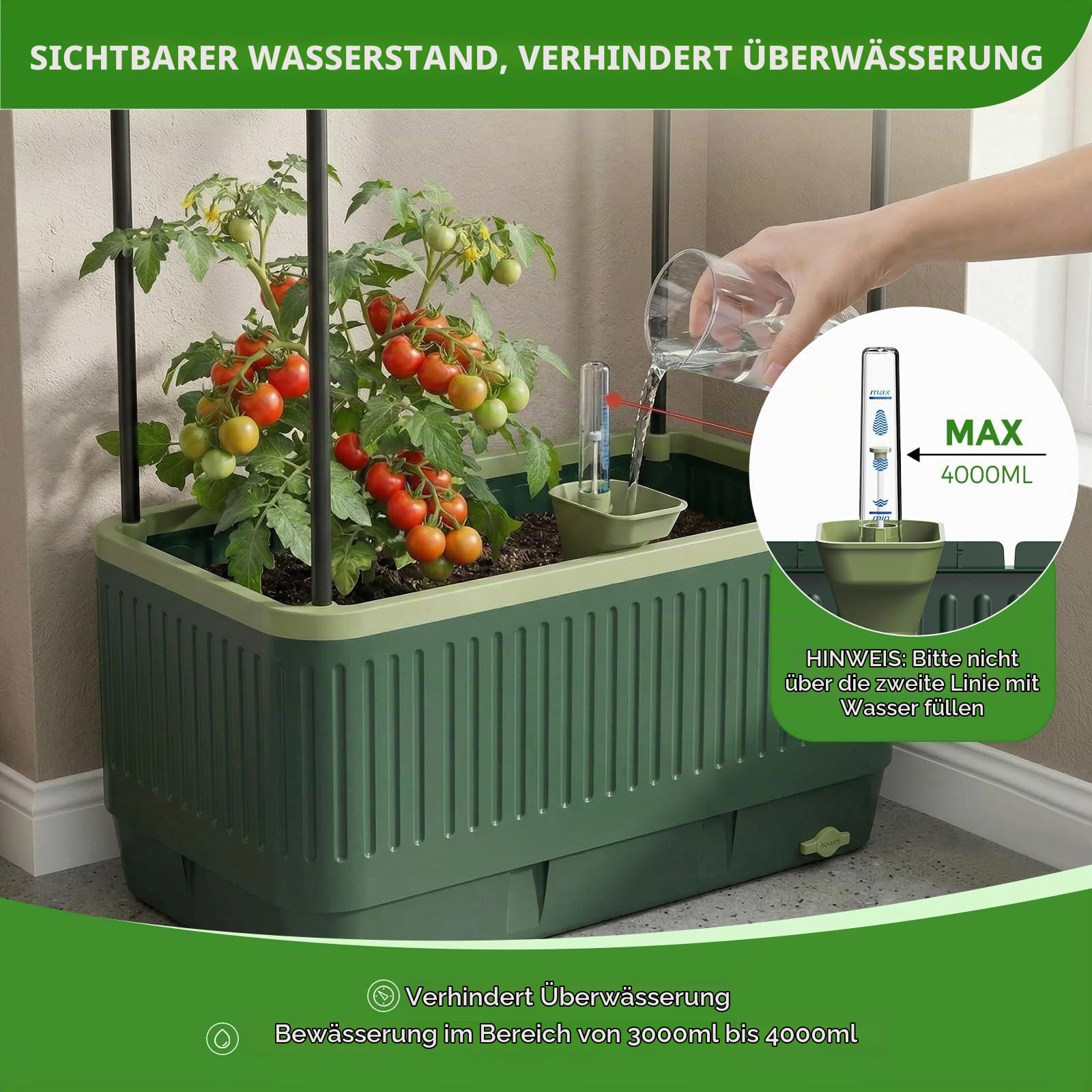 MQUPIN Tomaten Pflanzkästen, 1 Stück Selbstbewässerung Tomaten Rankhilfe, Pflanzen, Höhe Einstellbar Tomatenturm，für Kletterpflanzen Gemüse Blumen