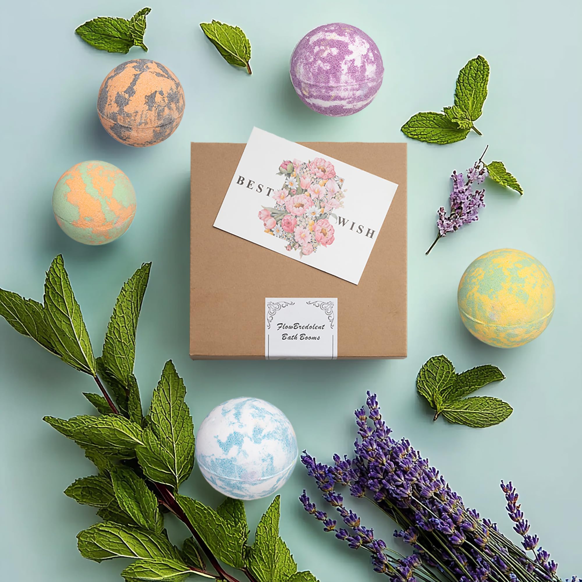Bomba da bagno da donna, 9 bombe da bagno fatte a mano con oli essenziali naturali e burro di cocco, regalo di Natale per mamma, moglie e fidanzata, fragranze floreali Burb