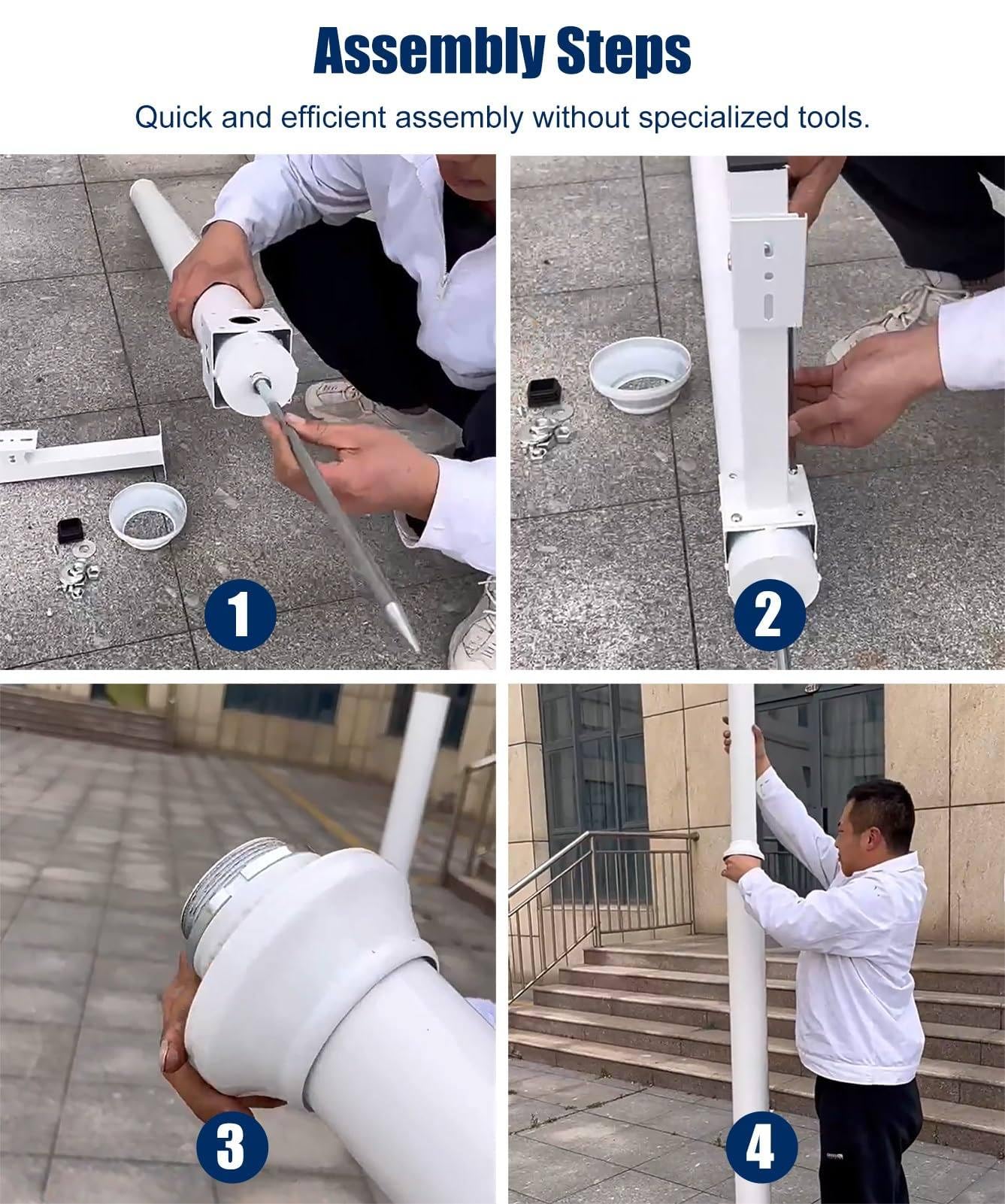 Soporte de poste de cámara de seguridad extraíble, 3,5 m, soporte de poste para exteriores con 4 soportes, soporte de vigilancia universal para cámaras PTZ Dome Bullet