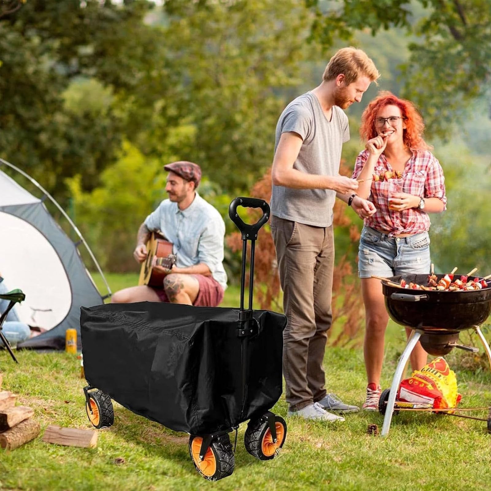 Bollerwagen Regenschutz, Schutzhülle Für Wagen, Outdoor Faltbare Wagon-für Bollerwagen, Universal Oxford Handwagen Abdeckung Gartenwagen Abdeckung, Wasserdicht Anti-UV Staubdicht (M: 97 × 56 × 51 cm)