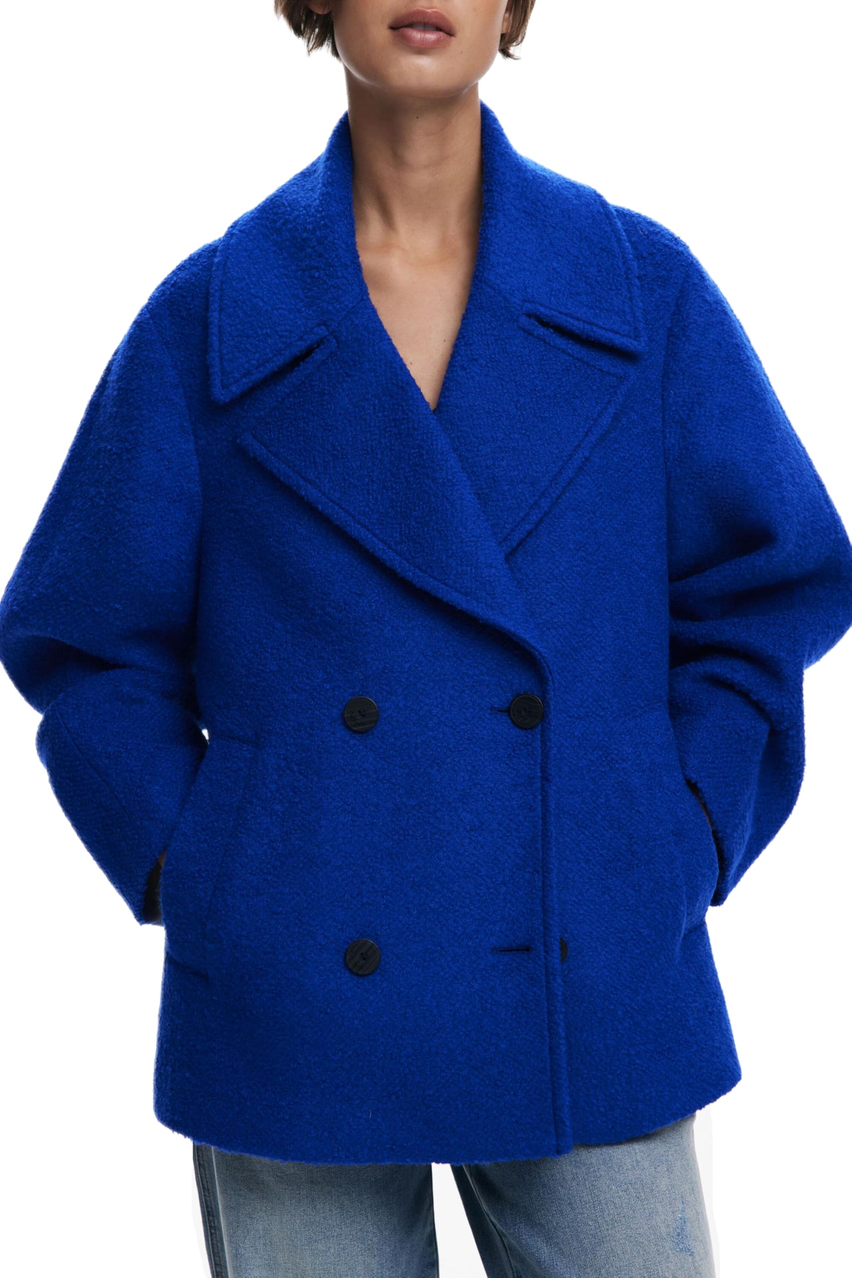 Abrigo Desigual corto, color azul Klein 5036, talla S