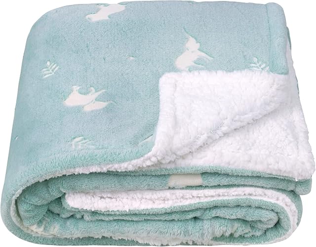 SOCHOW Glow in The Dark Sherpa Fleece Throw Blanket, Elephant Pattern Double-Sided Super Soft Luxurious Plush Blanket for Kids, 127cm x 150cm, Green