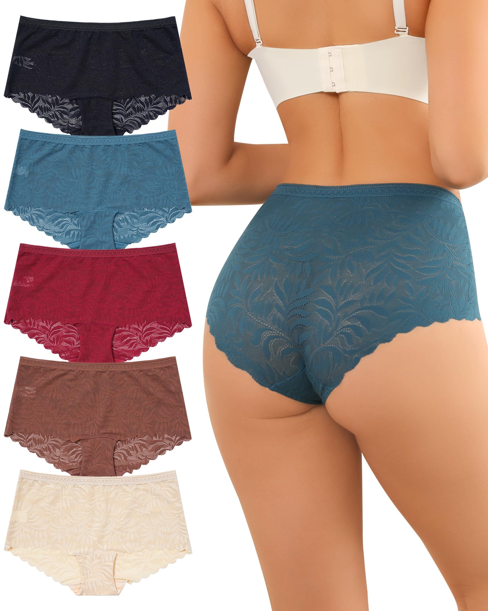 Levao Boxershorts Damen Unterhosen Spitze Slips Weich Stretch Nahtlose Seamless Slips Unterwäsche Frauen SchlüPfer Bequeme Shorts Panties Mehrpack S-XL