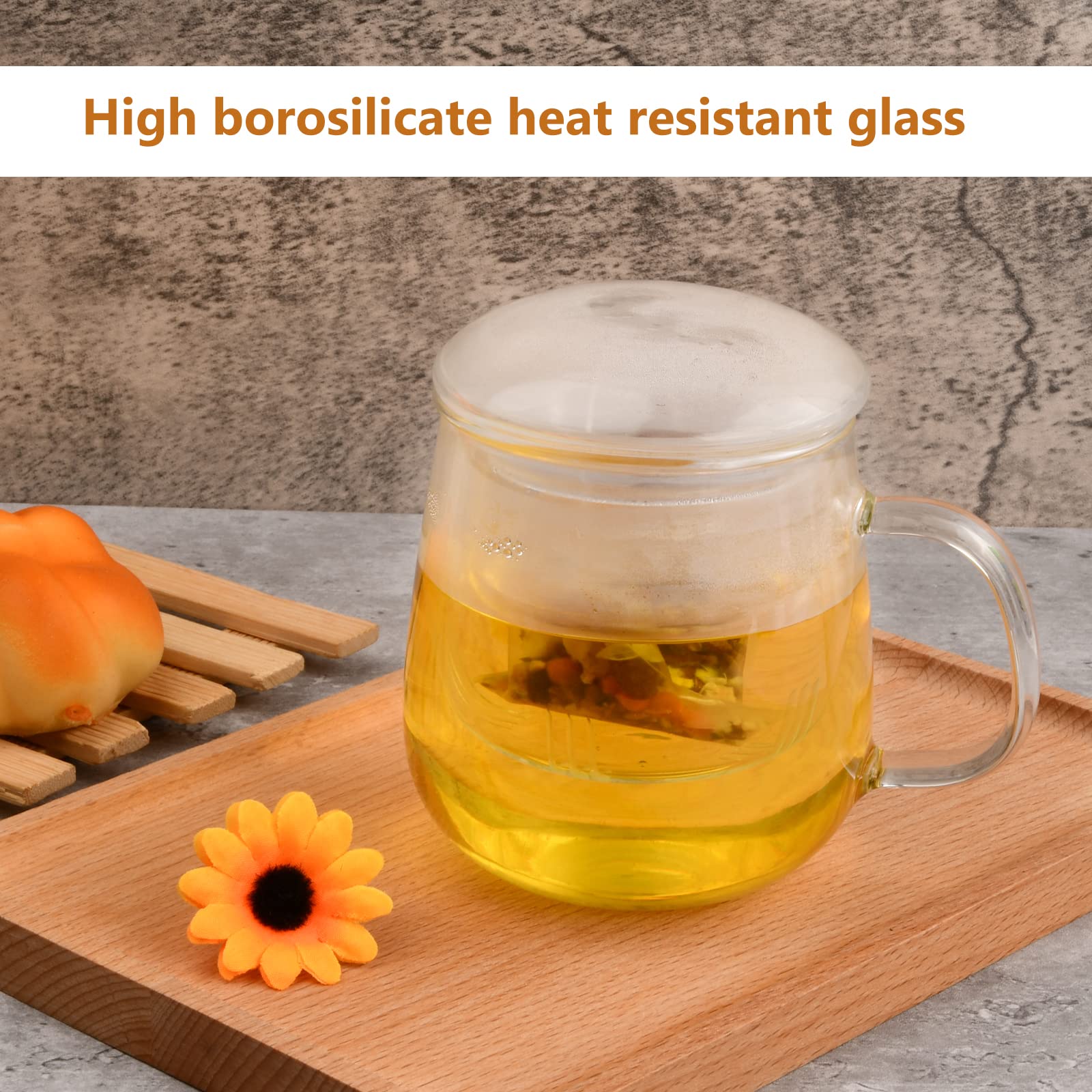 Tosnail Glastassen Mit Deckel & Sieb – 2er-Set, 540 Ml Für Losen Tee