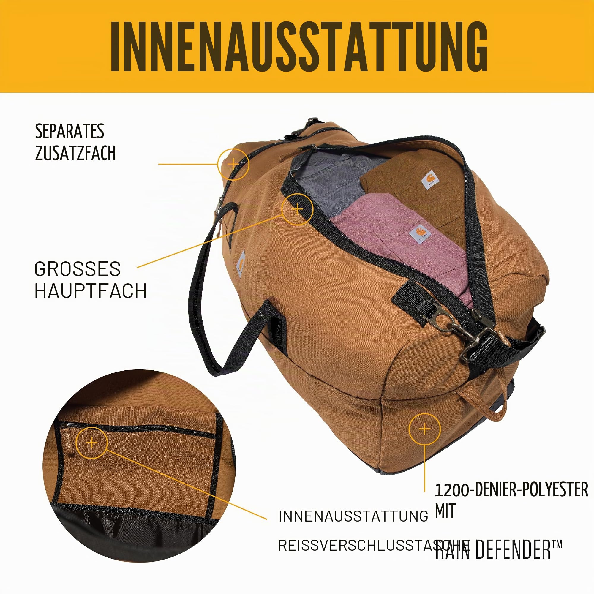 Carhartt Klassische Reisetasche, robuste Tasche für Baustelle, Fitnessstudio und Reisen