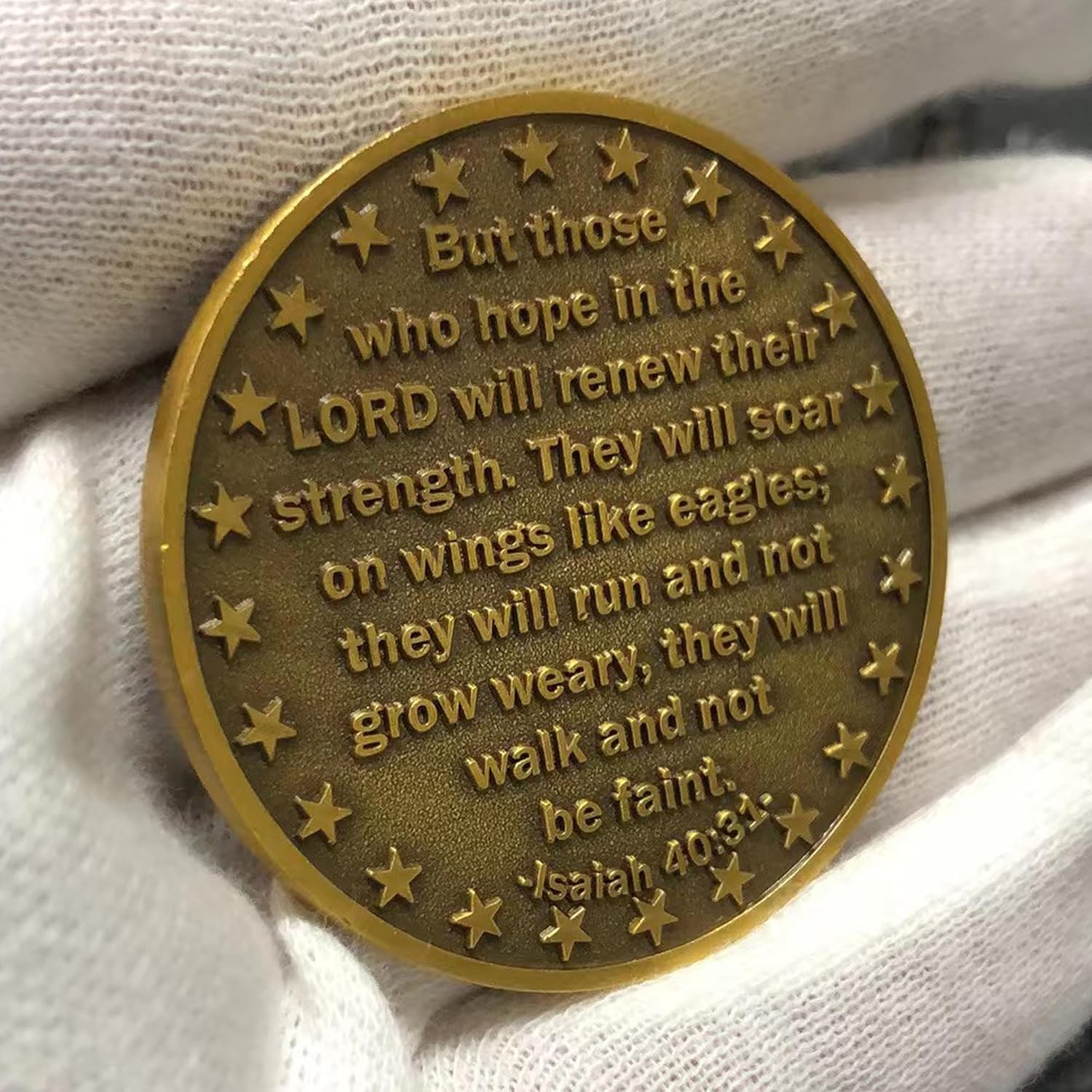Divine Eagles Wings Christian Challenge Coin - Reminder of Strength and Faith - Bible Verses Gift Pocket Token (Pack of 10)