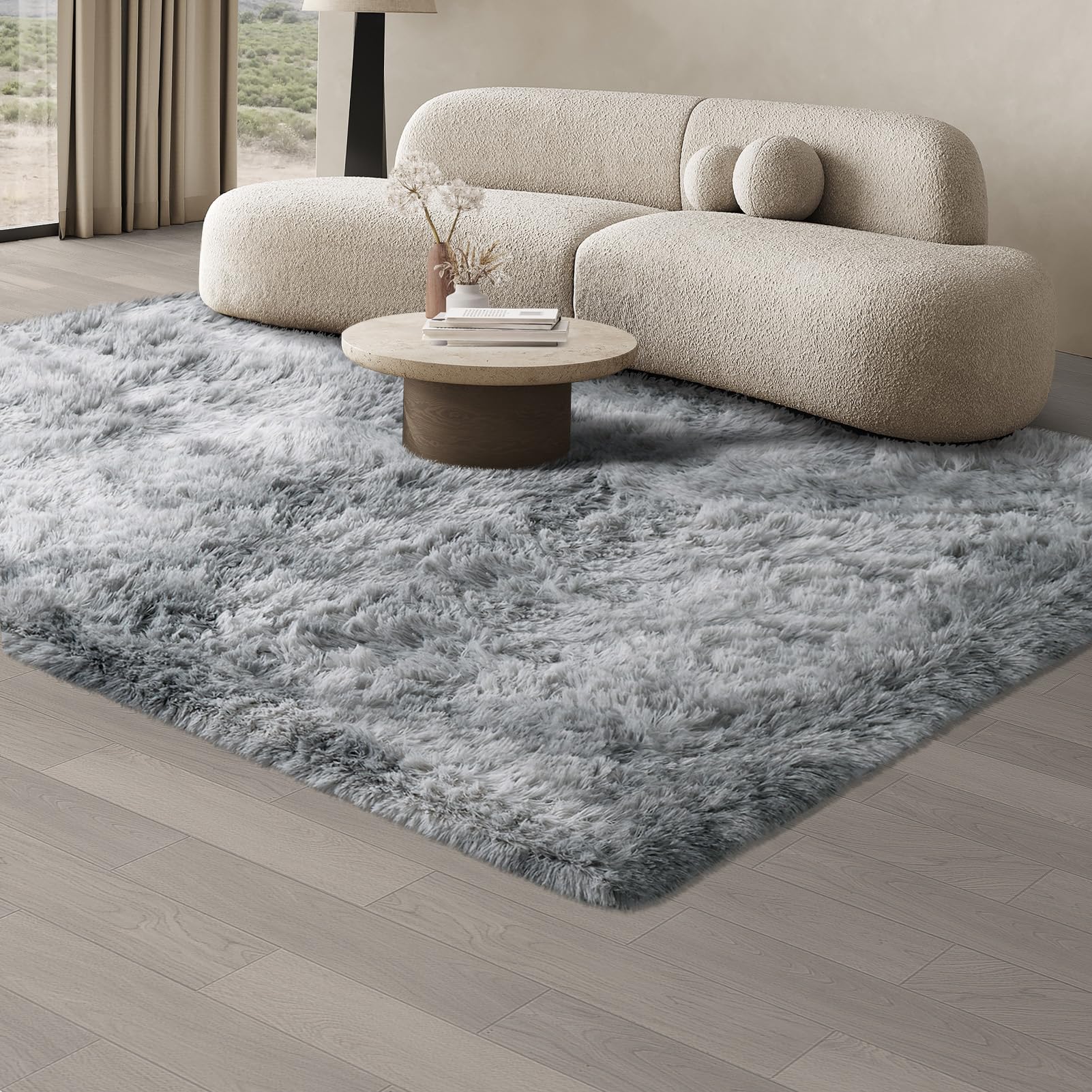 JOJOSEE Hochflor Teppich Wohnzimmer Anti-Rutsch Wohnzimmerteppich, Waschbarer Flauschiger Teppich für Schlafzimmer Kinderzimmer
