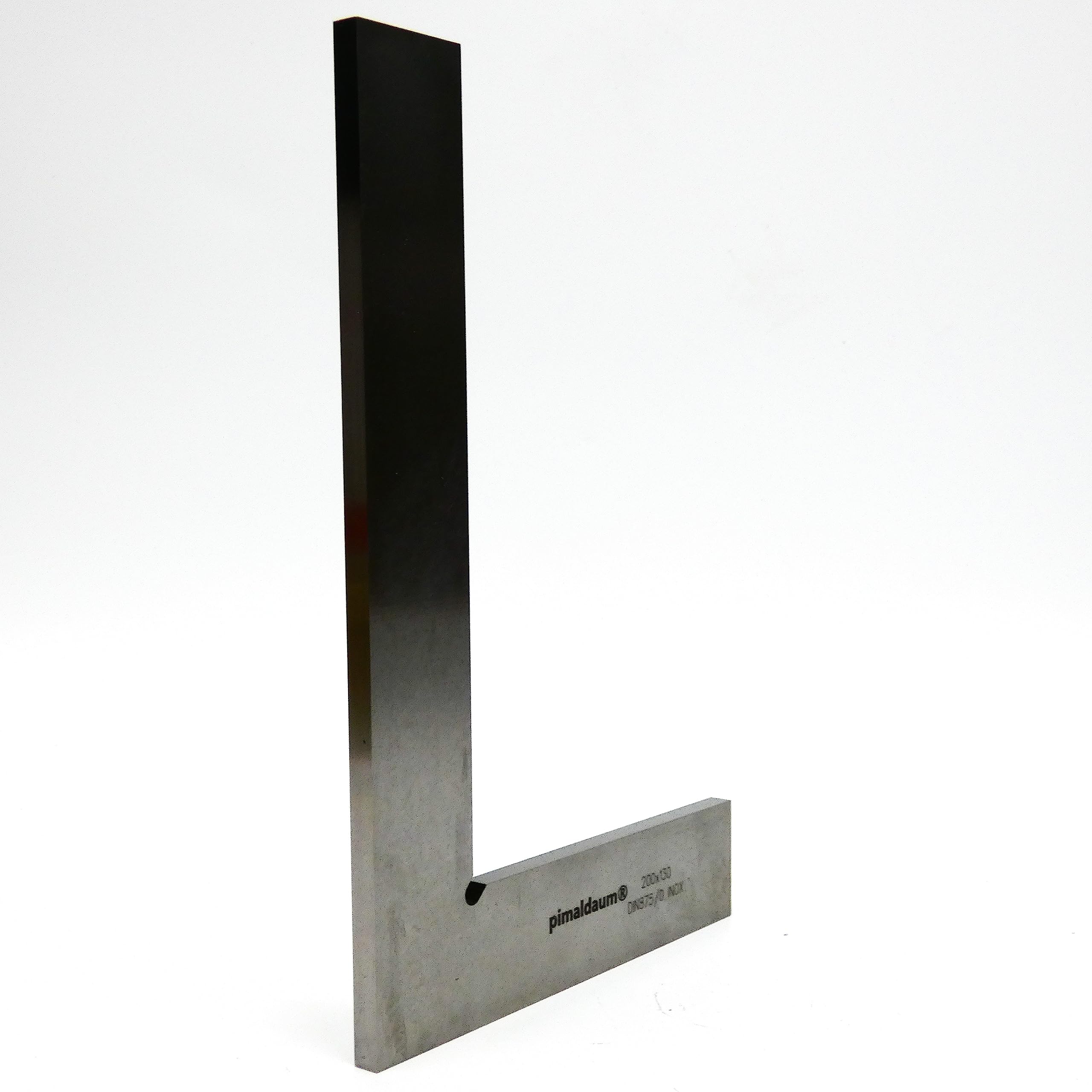 Escuadra con tope 90° DIN 875/0 – Acero inoxidable 4Cr13 – Escuadra de precisión clase 0 – Herramienta de control y medición para taller e industria – Varias medidas disponibles (200*130 mm)