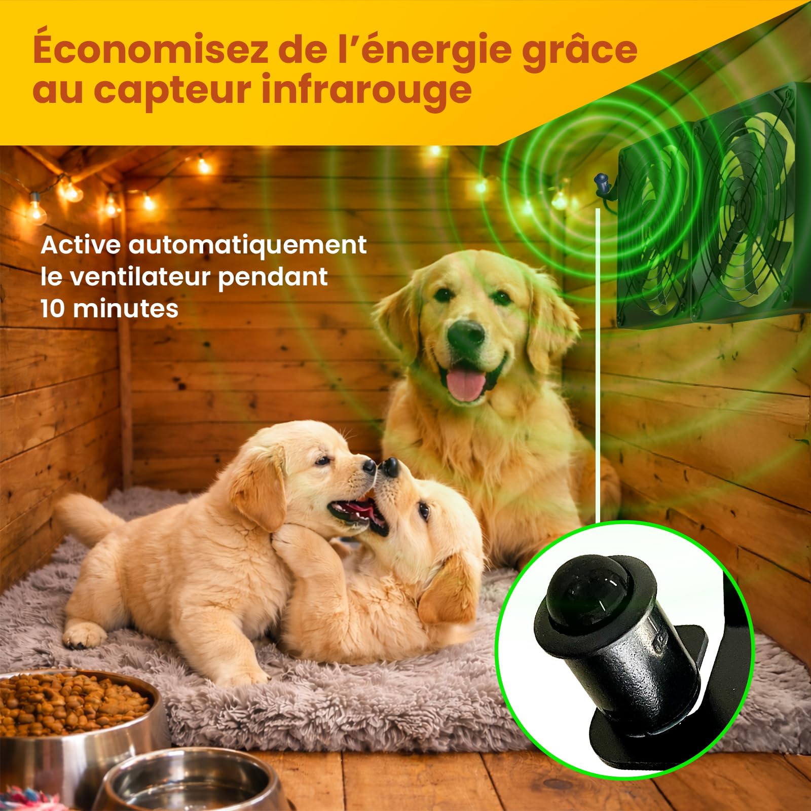 Ventilateur Solaire Poulailler Serre Double Ventilation avec Batterie Admission Extraction Air Boîtier Contrôle 3 Modes