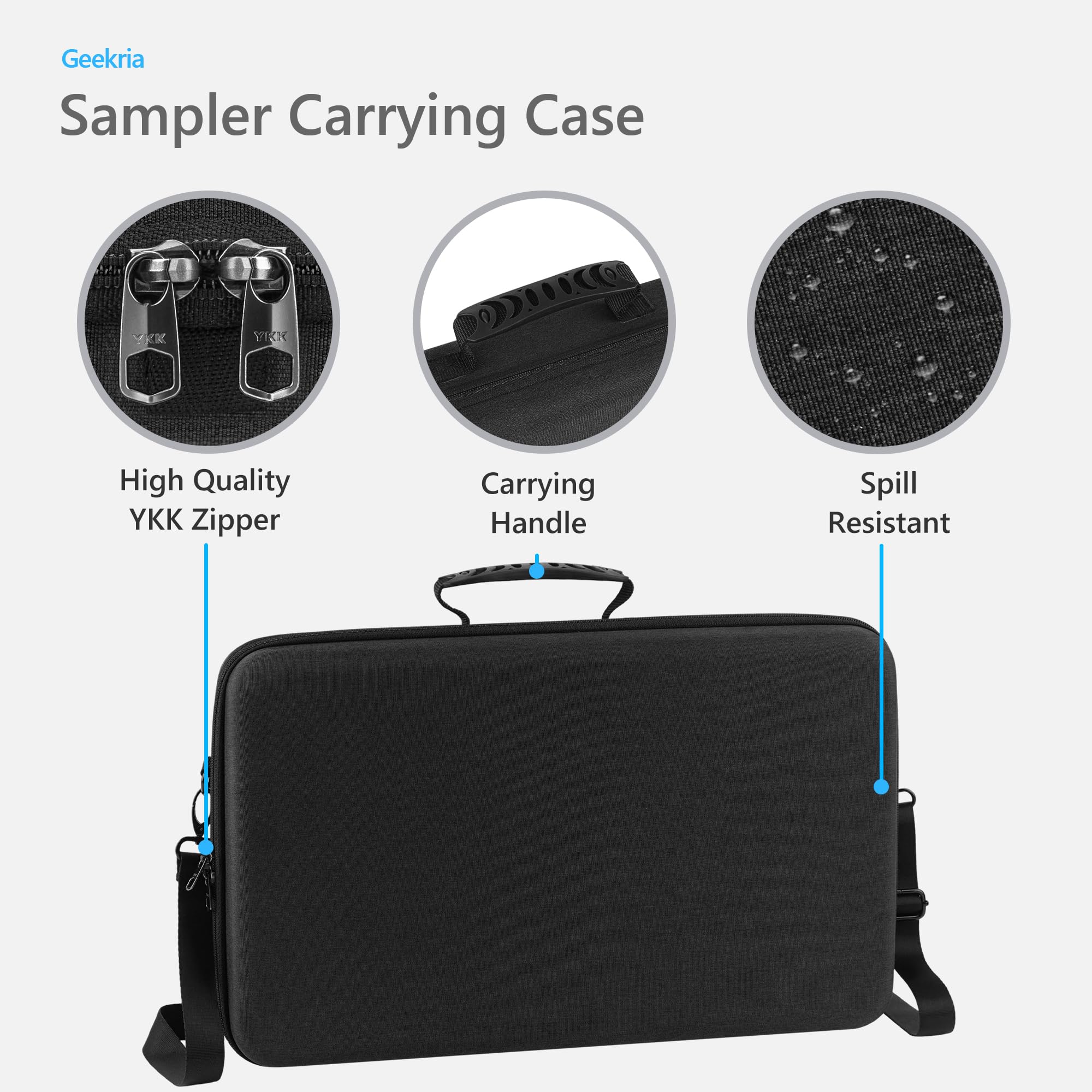 Geekria Hartschalen-Reisekoffer kompatibel mit Akai Professional MPC Sample, mit Kopfhörer-Aufbewahrung (schwenkbare Ohrmuscheln), Tragetasche für Audio-Sampler (Dunkelgrau)