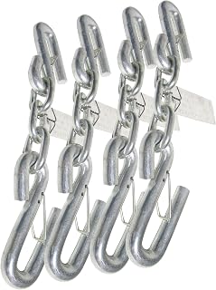 Trailer Safety Chain Extension 5/16" x 12" 7,600 LBS 8/0 Transport RV Camper | Pack of Four | with S-Hook Safety Latch (Grade 30)