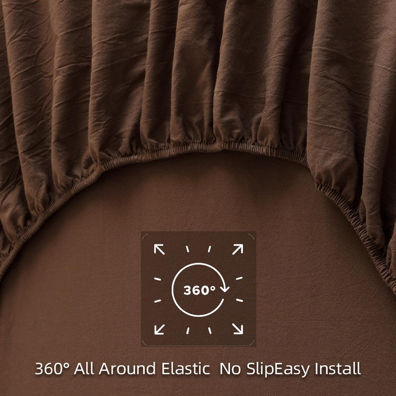 Queen Fitted Sheet – 100% Cotton, Deep Pocket up to 18", Ultra Soft & Comfortable, Linen Texture, Fade Resistant, Gentle & Hypoallergenic – Easy Fit, Cocoa Brown,Queen