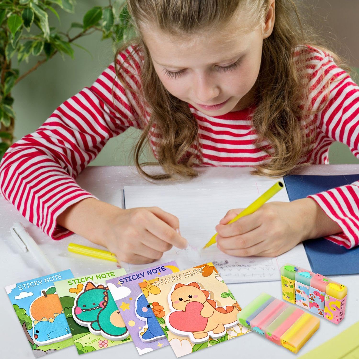 Gomma Per Dinosauri 8 Pezzi, Note Appiccicosi Dinosauro 2 Pezzi, Cartoleria Creativa Per Bambini