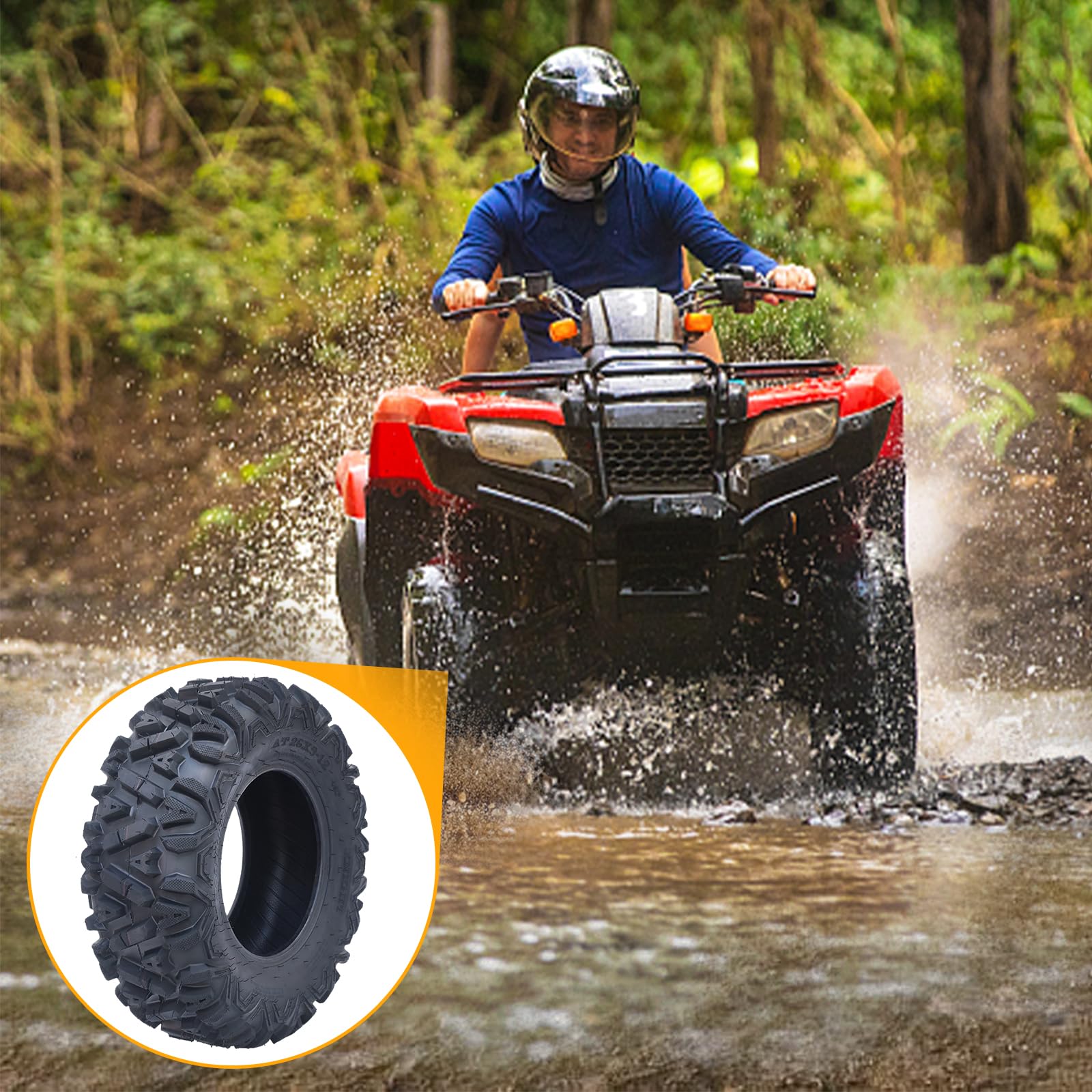 Garvee Lot De 2 Pneus ATV/UTV Tout-Terrain Robustes 6 Plis, Pneus Anti-Crevaison à Haute Adhérence, Tubeless, Idéal Pour Boue, Sable Et Sentiers