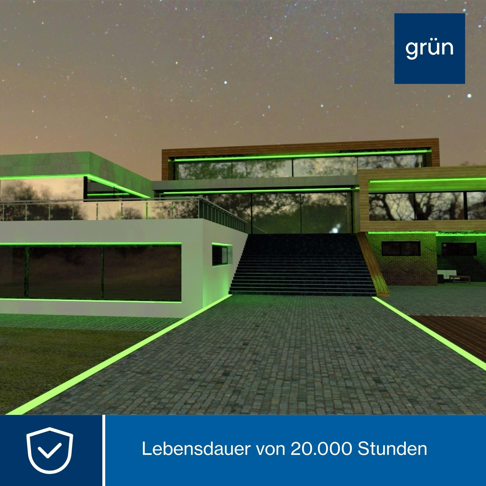HQ-Power LED-Lichtschlauch, Lichterschlauch außen wetterfest, Lichtschlauch LED, Lichterkette Schlauch, LED Schlauch, Weihnachten, Party, flexibel, Dekoration, 36 LEDs/Meter, grün, 45 m