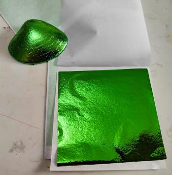 Gold Foil Leaf 7 Colors 100 or 700 Sheets Metal Leaf Foil for Arts Decoration,DIY Crafts,Paintings,Nails,Furniture Decoration,3.15 by 3.15 Inches Gold Leaf Sheets Green 100 Sheets