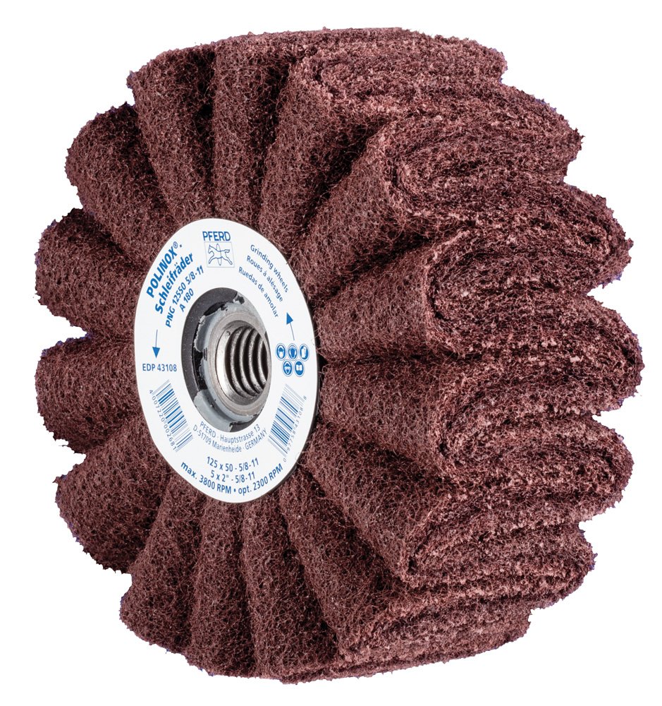 PFERD 43108 POLINOX PNG Non-Woven Abrasive Flap Wheel, Aluminum Oxide A, 5
