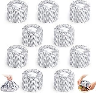 100Pcs Reusable Aluminum Foil Food Covers,Freshness-Preserving Heat-Insulating Aluminum Foil Insulation Cover,Food Fresh K...