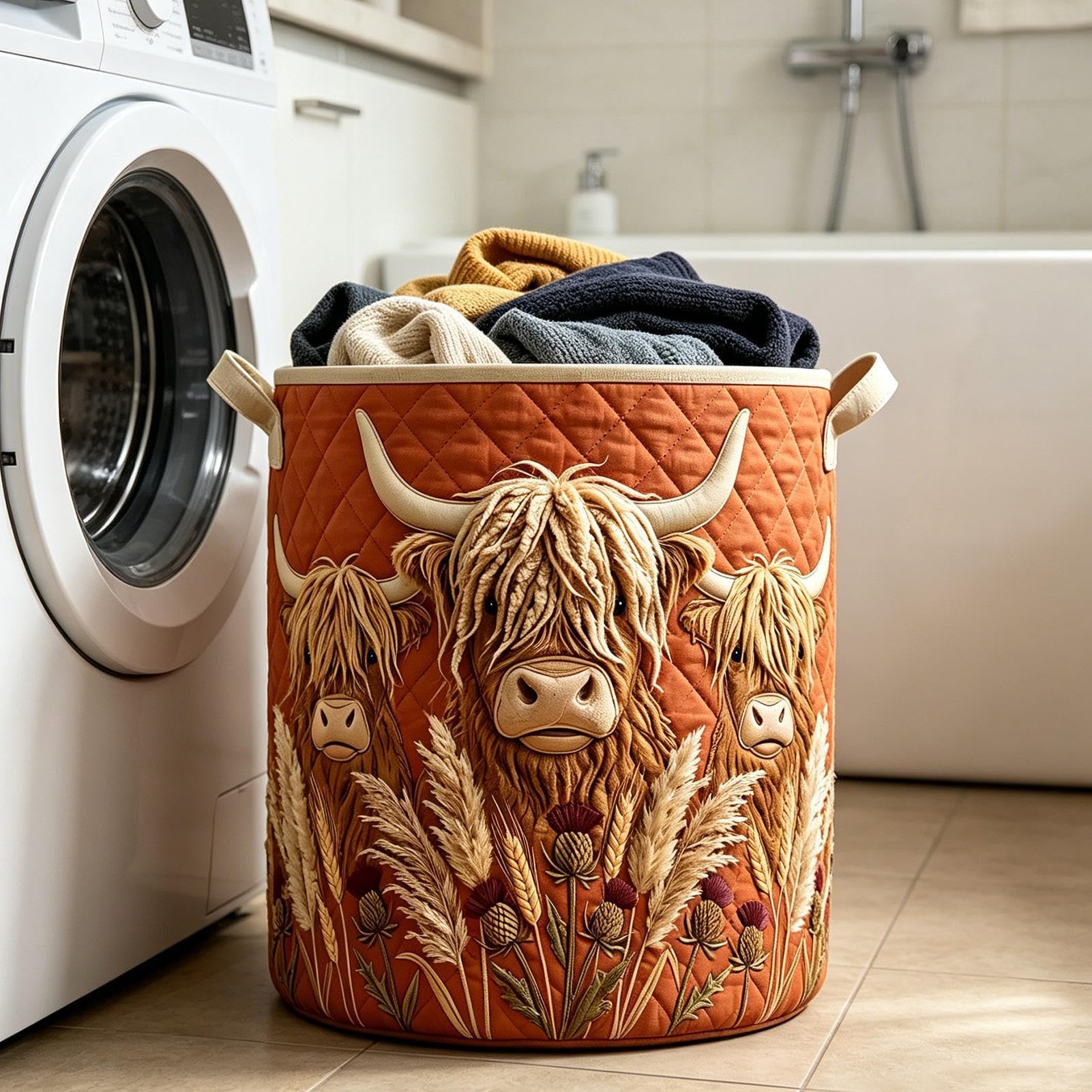 Gesteppter Aufbewahrungskorb | Großer dekorativer Organizer | Gesteppte Wäschekörbe Mit Griffen | für Snacks, Puppen, Bücher, Kleidung, Wohnzimmer, Dusche, Wohnheim, Apartment und Schlafzimmer