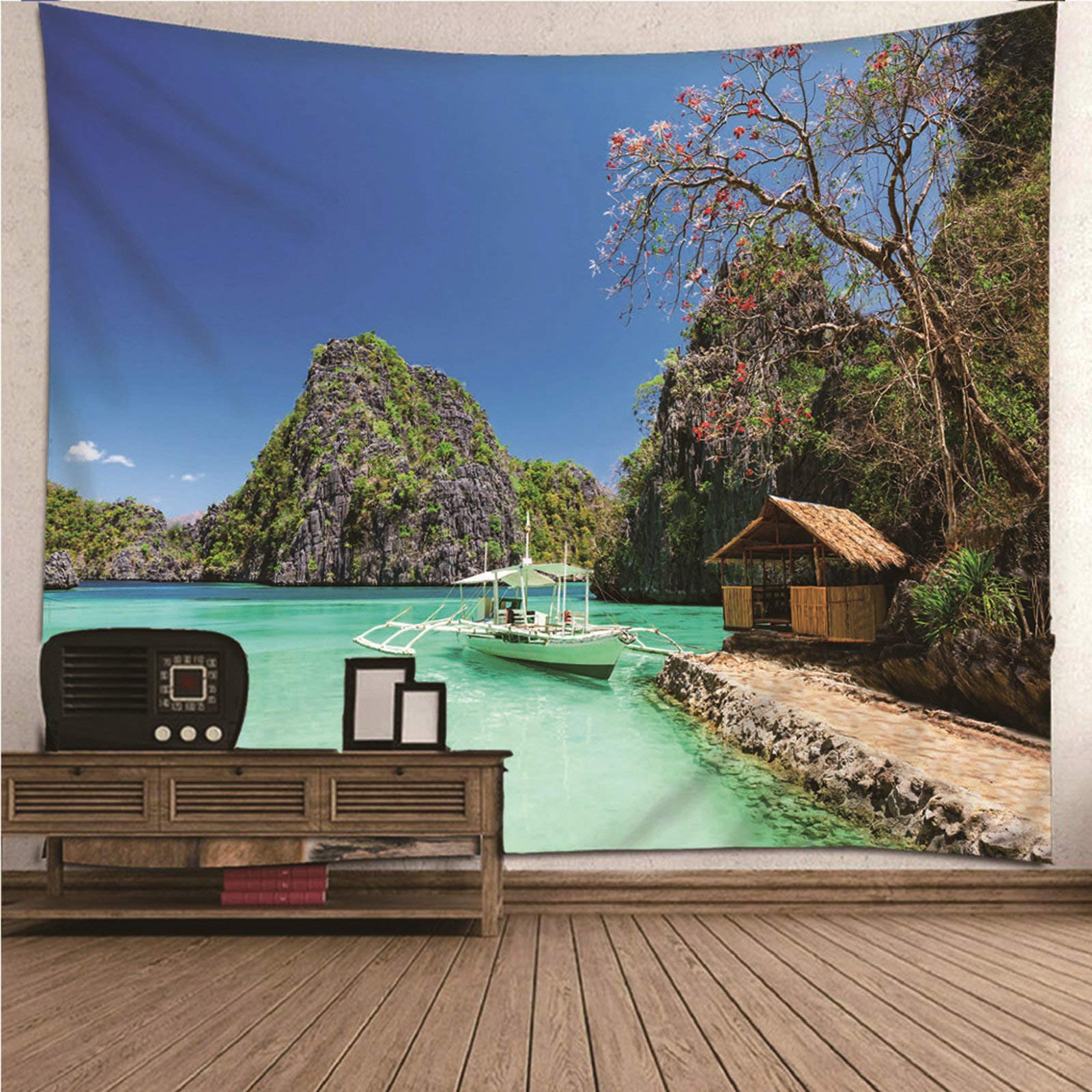 Tapiz de pared KnSam de alta calidad en poliéster con diseño de montaña y cielo para tu salón
