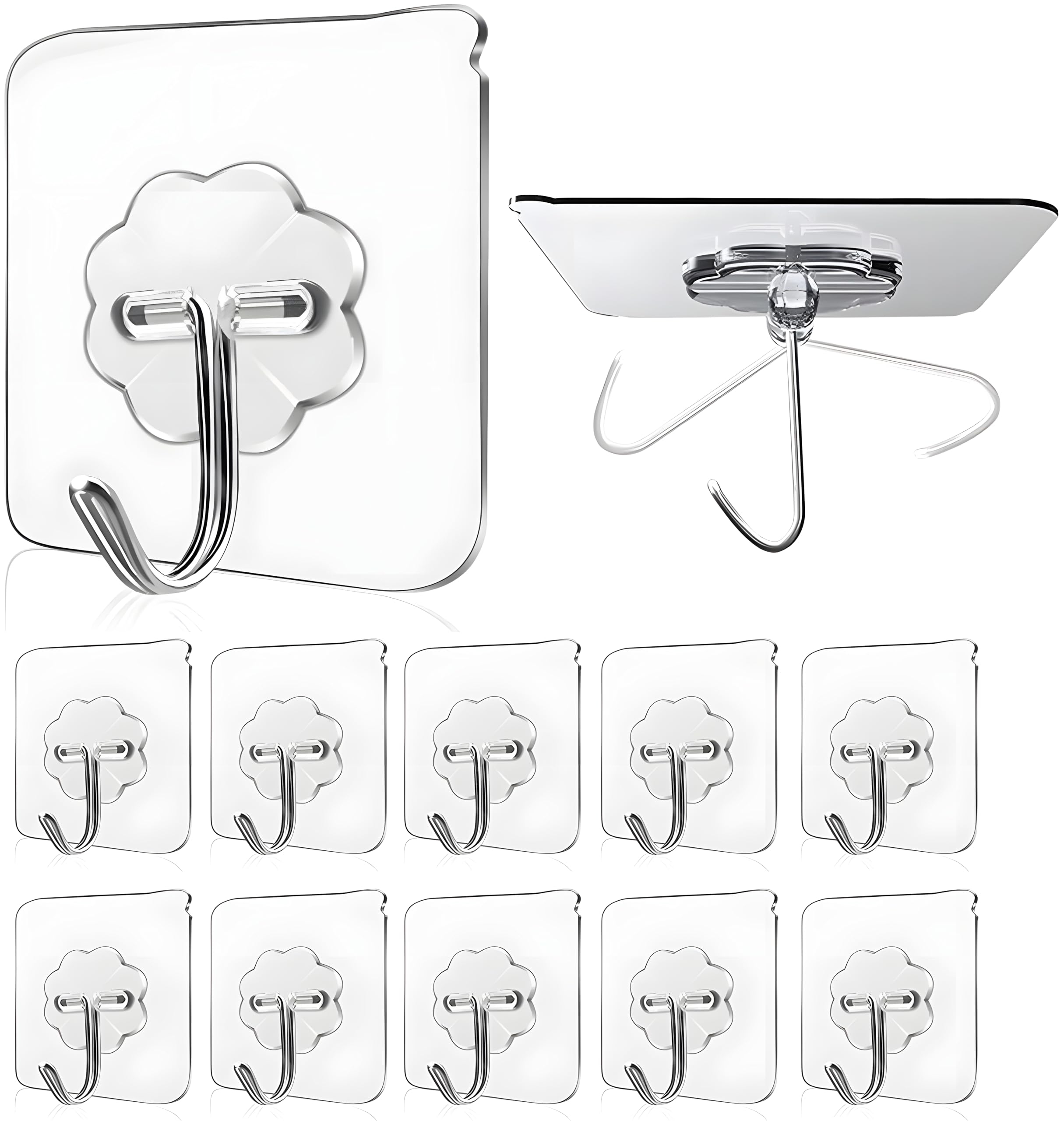 Adhesive Wall Hook – Heavy Duty Wall Hanger Hook for Wall Hanging Without Drilling – Nail-Free Stainless Steel Sticker Hooks for Kitchen, Bathroom & Home Improvement (Flower Hook) (Pack of 10)-image-43