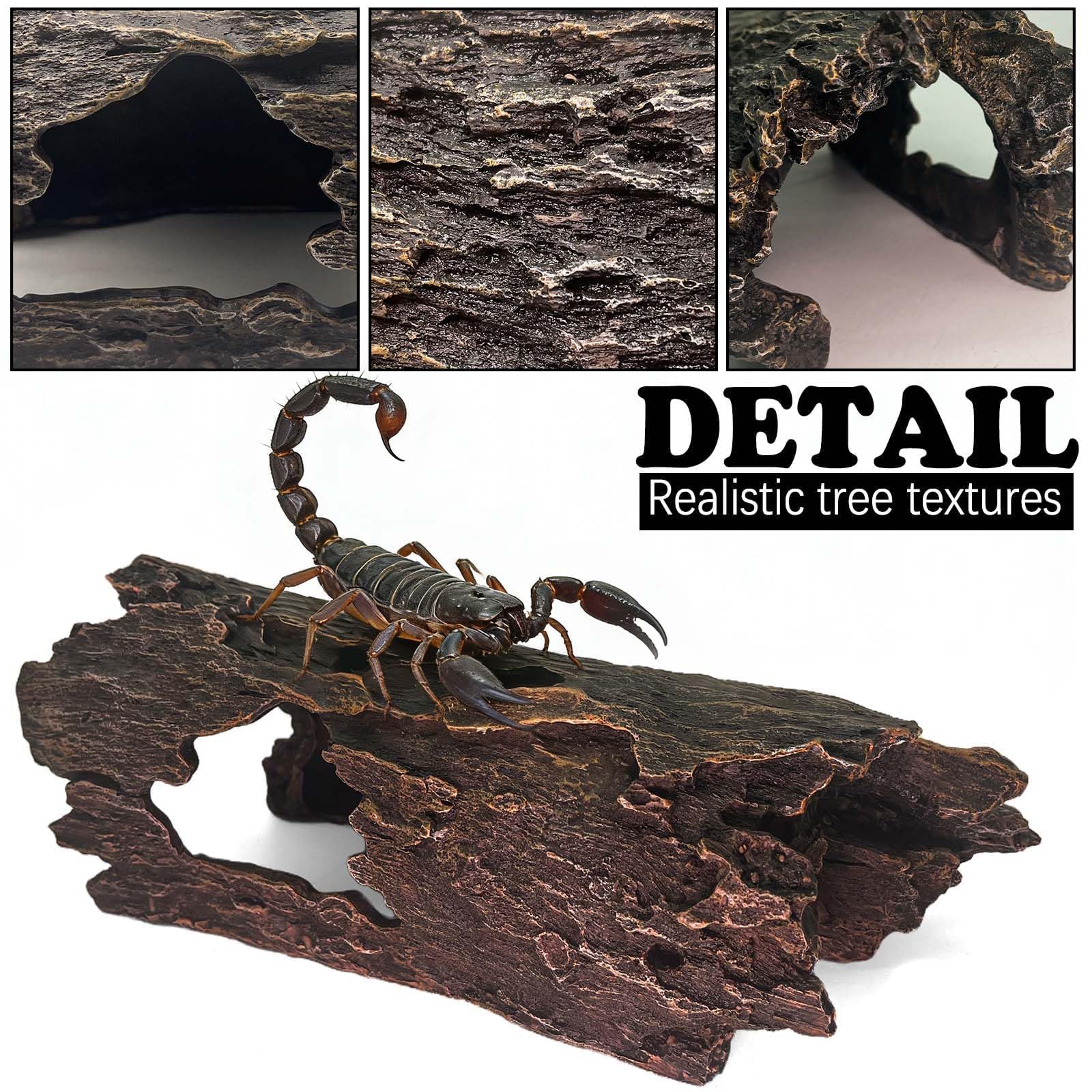 Tfwadmx Escondite de madera para reptiles, peces, anfibios, acuarios, tanques