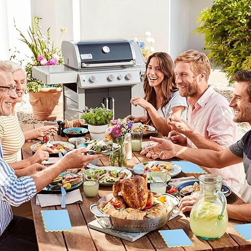 Miniatura 6 de 200 unidades de servilletas de papel azul con ribete dorado de cóctel con papel de aluminio, servilletas desechables azules para bebidas para