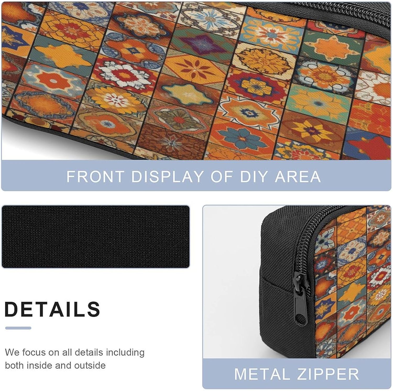 Pocket Backpack,Group of Moroccan Geometric Print Cross Body Lunch Bag Set,casual Daypacks,3 Pcs Backpack Set, Style