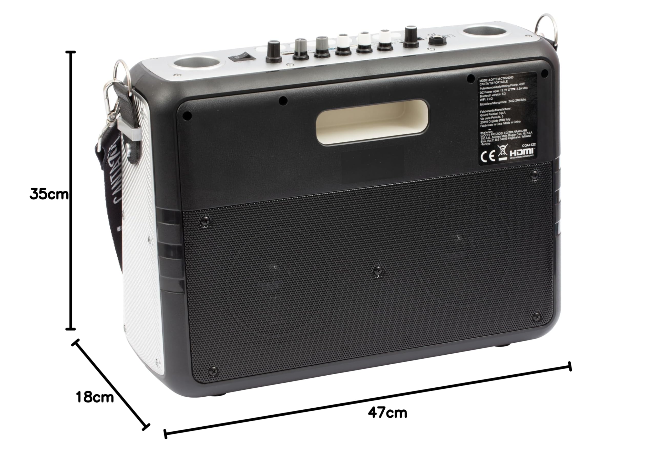 Canta Tu Karaoke Portatile 2024 - Karaoke Portatile Senza Fili Con Microfono Wireless,Tracolla, Ampio Display Touch, Connessione Wi-Fi, Effetti Vocali, Batteria Ricaricabile, Voice Changer, Argento