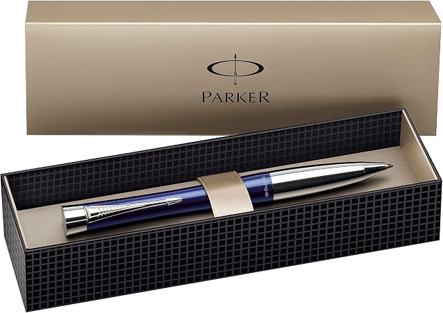 Parker Urban Chrome Trim Ballpoint Pen with Medium Nib - Fashion Blue, Gift Boxed