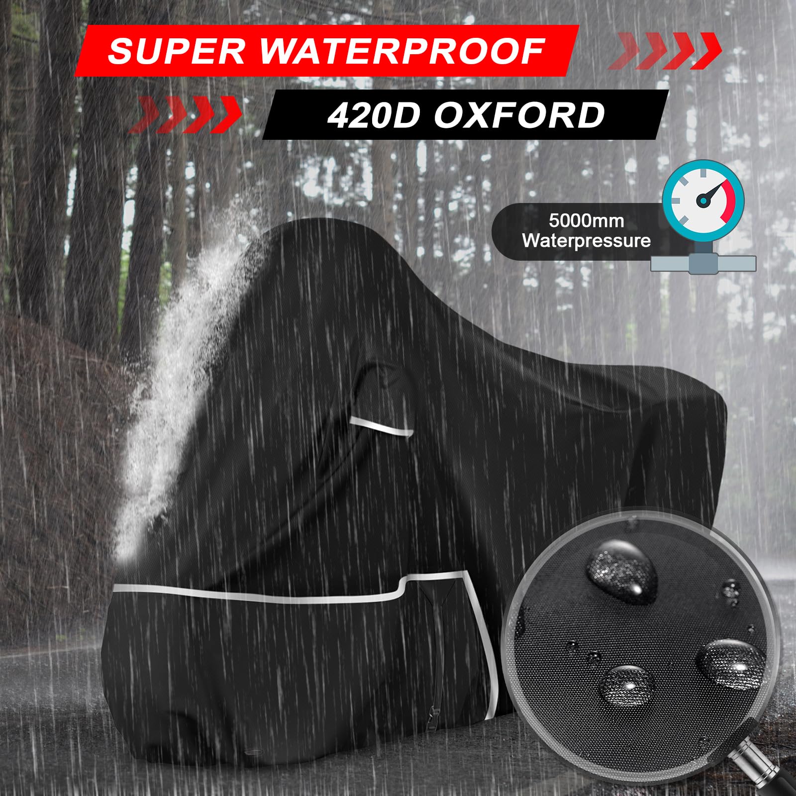 Funda para Moto para Piaggio MP3 400/500 (sin Maletero) | Tela Oxford 420D Funda Moto Exterior Impermeable Funda Scooter 400 500, Negro