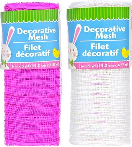 Miniatura 3 de Rollos de malla decorativos para manualidades de coronas, centros de mesa, exhibiciones, manteles y más, 5 yardas (4 rollos, fucsia, morado, blanco,