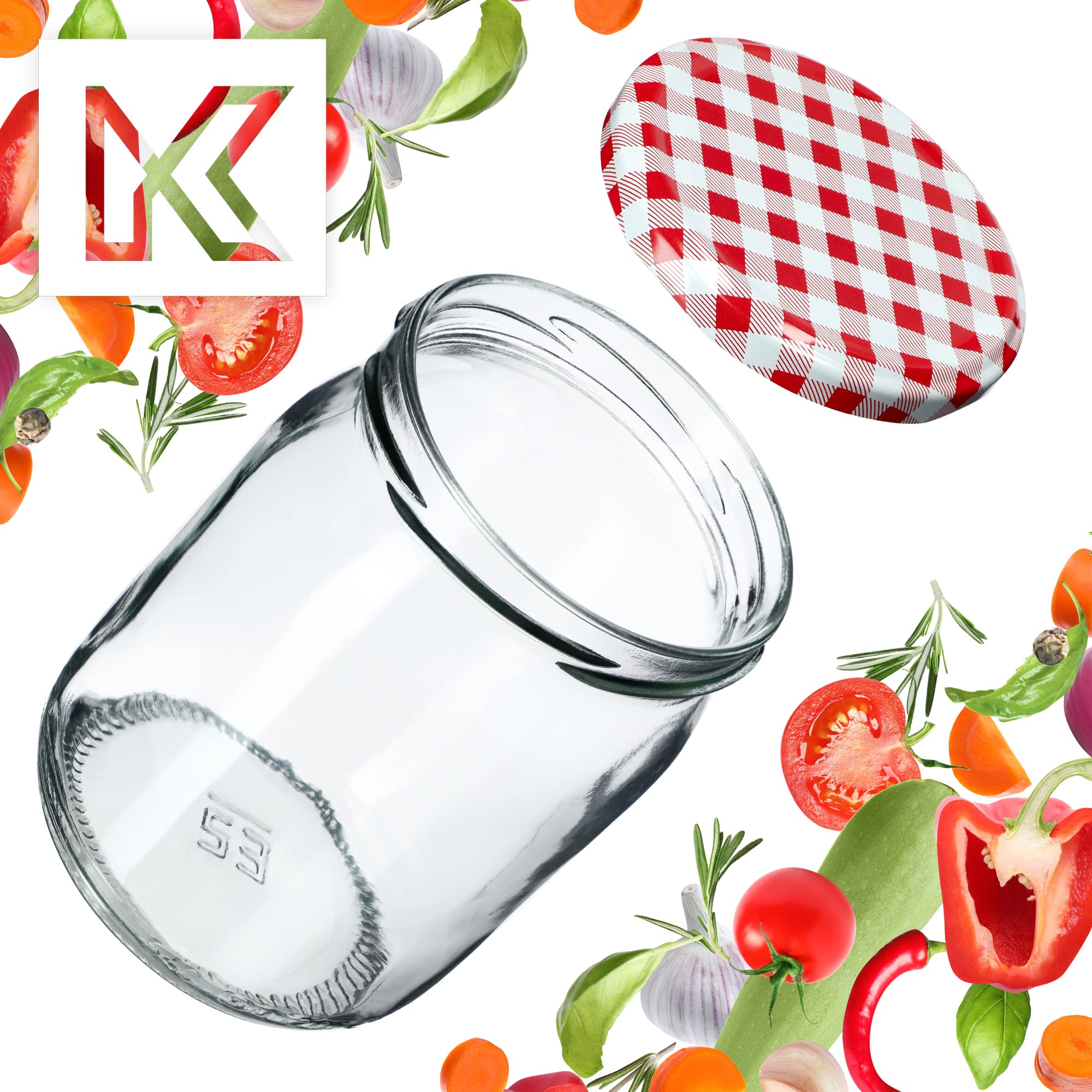KADAX Jam potten 540 ml, inmaakpotten met schroefdeksel, glazen met