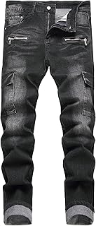 Men's Slim Fit Stretch Jeans Ripped Skinny Jeans for Men, Fashion Straight Leg Comfort Flex Waist Cargo Denim Pants