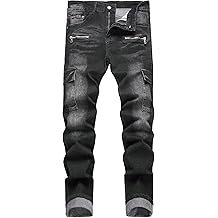 Men's Slim Fit Stretch Jeans Ripped Skinny Jeans for Men, Fashion Straight Leg Comfort Flex Waist Cargo Denim Pants